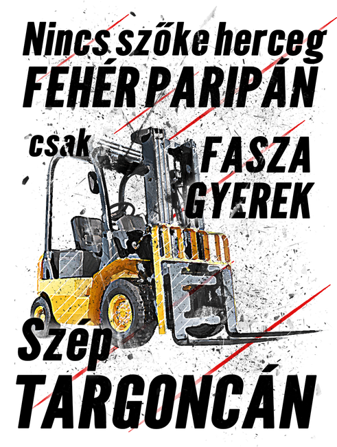 Nincs szőke herceg, csak fasza gyerek targoncán (fekete felirat)